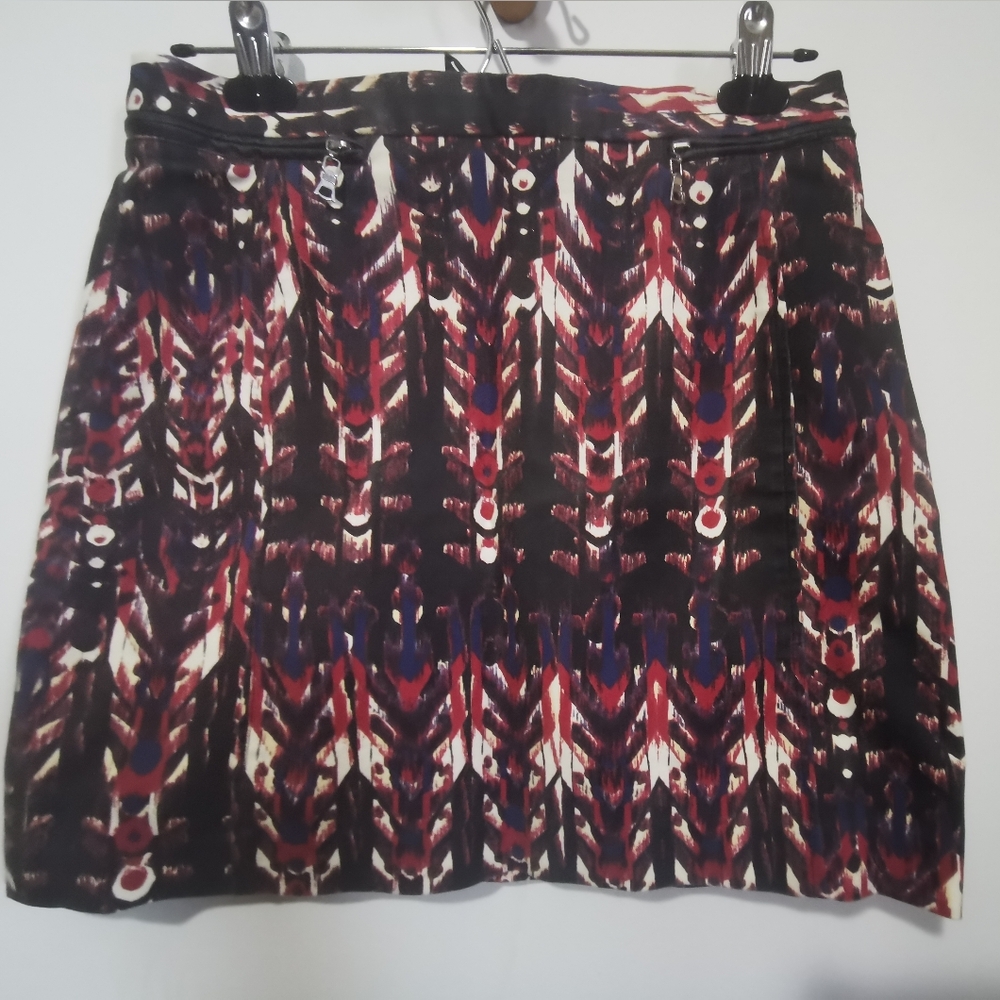H&M Black, Cream, Purple and Cranberry Red Mini Skirt in Size 10